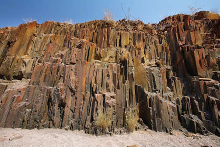 Organ pipes: basalt rock formation in Namibiaの写真素材
