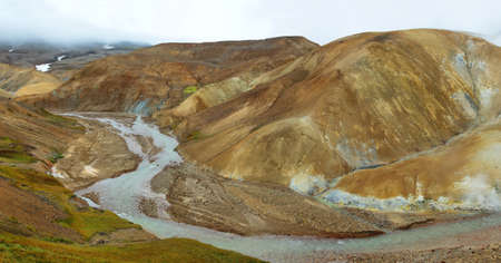 Surreal landscape of Kerlingarfjoll, Iceland, land of ice and fire.