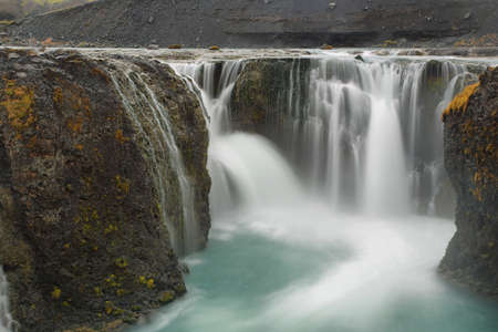 Sigoldufoss waterfall in Fjallabak Nature Reserve, Icelandの写真素材