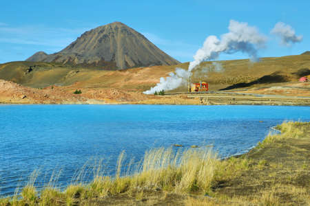 Geothermal landscape near Lake Myvatn, Iceland.の写真素材