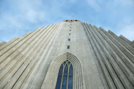Hallgrimskirkja Cathedral in Reykjavik, Iceland.  At 73 metres (244 ft), it is the largest church in Iceland.の写真素材