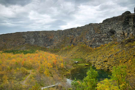 Asbyrgi canyon in Jokulsargljufur national park, Iceland.の写真素材