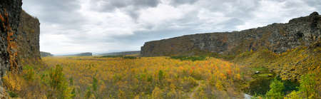 Asbyrgi canyon in Jokulsargljufur national park, Iceland.の写真素材
