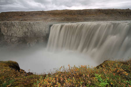 Detifoss waterfall in Iceland. Detifoss is the fastest-flowing and most powerful waterfall in...