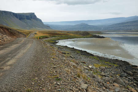 Beautiful landscape in Raudisandur beach in Westfjords of Iceland.の写真素材