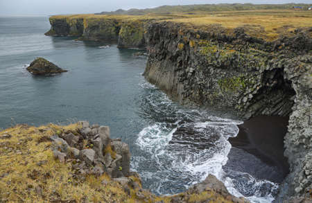 Basalt formations at Arnarstapi. Snaefellsness peninsula, Icelandの写真素材