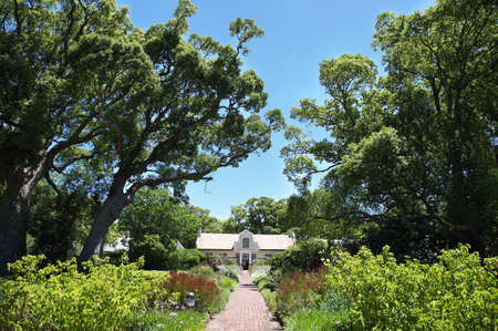 SOMERSET WEST, SOUTH AFRICA - DECEMBER 5: Beautiful garden and residential homestead, dating back to the 1700's on december 5, 2014 in Vergelegen state in Somerset West, Western Cape, South Africa.のeditorial素材