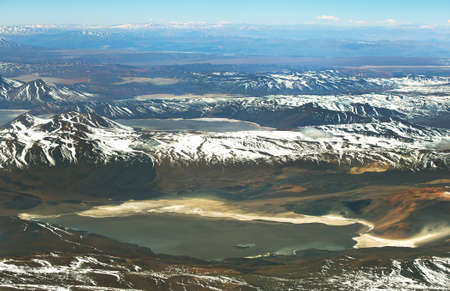 Aerial andean Atacama desert landscape of Antofagasta region, Chileの写真素材