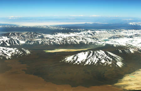 Aerial andean Atacama desert landscape of Antofagasta region, Chileの写真素材