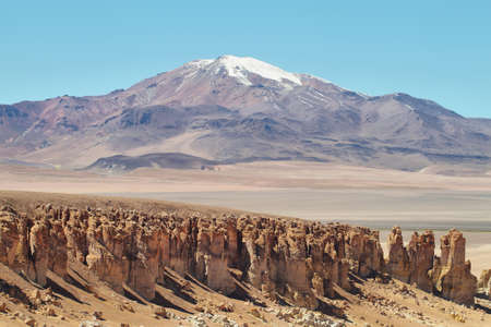 Desert landscape on the way to Salar de Tara, El Loa province, Chileの写真素材