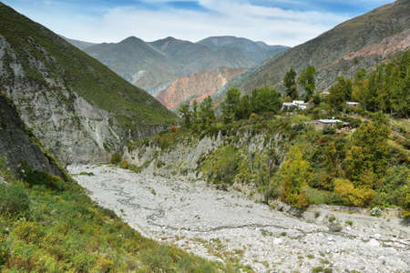 Multicolored mountains between Iruya and San Isidro villages, Salta province, Argentinaの写真素材