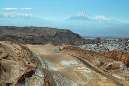 Amphitheatre is beautiful geological formation of Moon Valley in Atacama Desert, Chileの写真素材