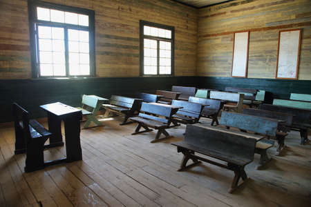 HUMBERSTONE, CHILE - APRIL 14: Classroom of old school of the UNESCO World Heritage ghost town of Humberstone on April 14, 2015 in Chileのeditorial素材