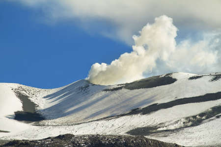 Cone of smoky volcano isluga, Chileの写真素材