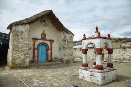 Church of Parinacota village in Lauca national park, Chileの写真素材