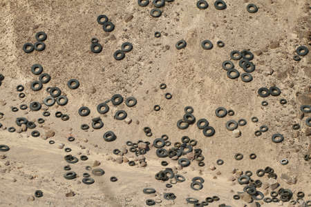 Tire dump in Lluta valley, northern Chileの写真素材