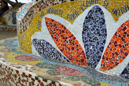 LIMA, PERU - APRIL 19: "El Parque del Amor", love park in Miraflores, on April 19, 2015 in Lima, Peru.  The park is supposedly inspired by Antoni Gaudi Parc Guell in Barcelona.のeditorial素材