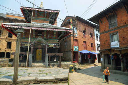 BANDIPUR, NEPAL - APRIL 9 2016: beatiful buildings anfd temple in Bandipur village, Nepal.のeditorial素材