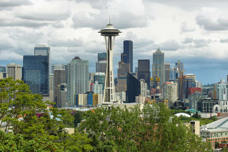 SEATTLE, USA - JUNE 24, 2016: View of Space needle and other buildings in Seattle, Washington, USAのeditorial素材