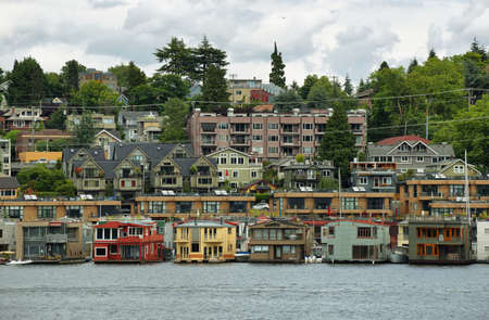 SEATTLE, USA - JUNE 24, 2016: View of colorful shore houses from Gas Works Park ,Seattle,Washington,USAのeditorial素材