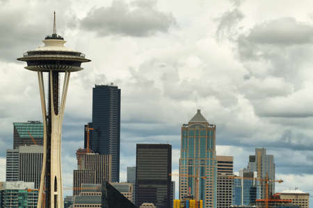 SEATTLE, USA - JUNE 24, 2016: View of Space needle and other buildings in Seattle, Washington, USAのeditorial素材