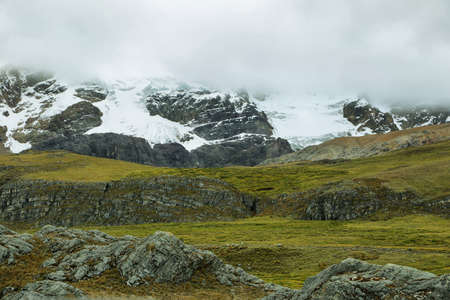 View of glaciers tongues from Pastoruri glacier in Peru