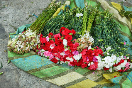 Bouquet of flowers in flower market in Caraz, Ancash province, Peruの写真素材