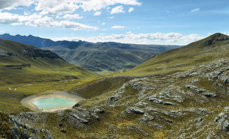 Small turquoise lagoon in "Reserva paisajística Nor Yauyos-Cochas", Peruの写真素材