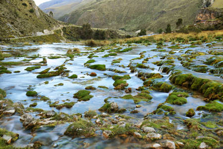 Clear waters of Cañete river near Vilca village, "Reserva paisajística Nor Yauyos-Cochas", Peruの写真素材