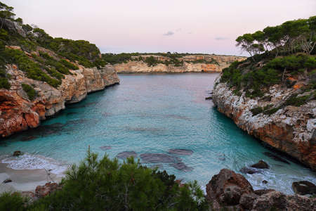 Cala des Moro at sunset, Majorca, Spainの写真素材