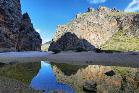 Torrent de Pareis - canyon with beautiful beach in Mallorca, Spainの写真素材