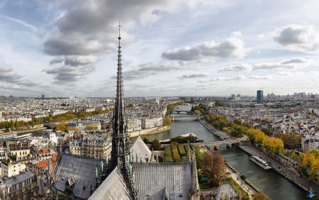 Panoramic view of Paris seen from the top of Notre Dame, Franceのeditorial素材