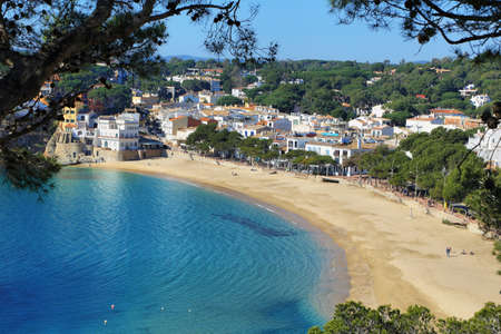 Seascape mediterranean sea in Costa Brava village Llafranc, Palafrugell, Catalonia,Spain.のeditorial素材