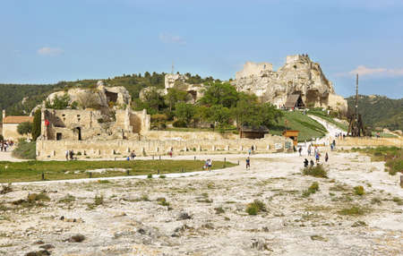 Les Baux de-Provence, France - April 19, 2019: Castle in renowned provençal village of Les Baux de-Provence, Franceのeditorial素材