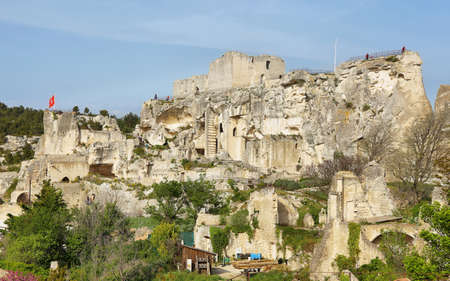 Les Baux de-Provence, France - April 19, 2019: Castle in renowned provençal village of Les Baux de-Provence, Franceのeditorial素材