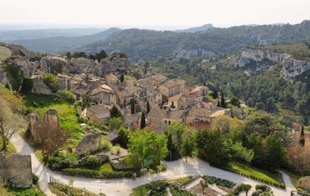 A view on picturesque village Les Baux-de-Provence in Spring, Franceの写真素材