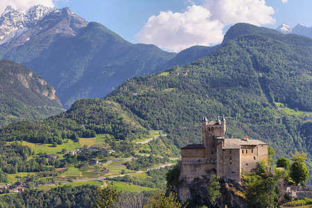 Medieval castle of Saint-Pierre in Aosta Valley, Northern Italyのeditorial素材