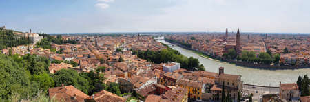 Panoramic view of Verona city and Adige river, northern Italyの写真素材