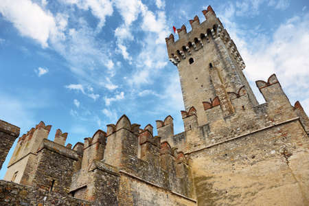 Rocca Scaligera castle in Sirmione town near Garda Lake in northern Italyのeditorial素材