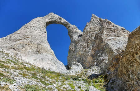 Aiguille Percee near Tignes Ski resort, Vanoise national park, Franceの写真素材
