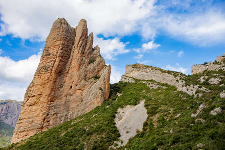 View of Mallos de Riglos, in Huesca province, Aragon, Spainの写真素材