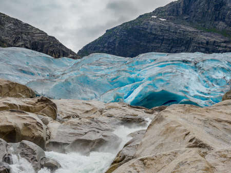 Nigardsbreen glacier, Jostedalsbreen National Park, Norway.の写真素材