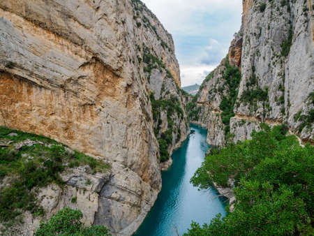 Montrebei gorge over Canelles reservoir in Lleida, Catalonia, Spain.の写真素材