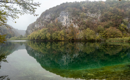 Plitvice, Croatia - Lakes and waterfalls of Plitvice Lakes (PlitviÄka jezera) in Plitvice National Parkの写真素材