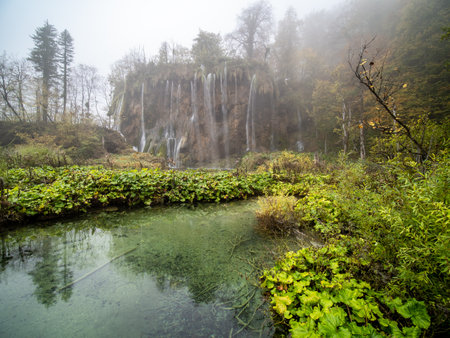 Plitvice, Croatia - Lakes and waterfalls of Plitvice Lakes (PlitviÄka jezera) in Plitvice National Parkの写真素材