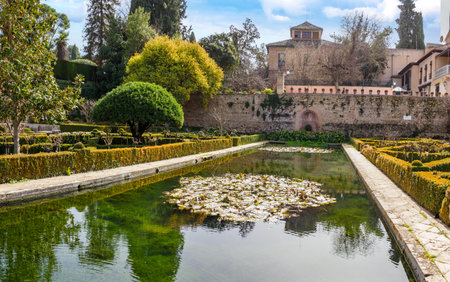 Courtyard in El Patral Courtyard of Alhambra in Granada, Andalusia, Spainの写真素材