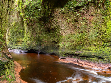 The Devil's pulpit in Finnich, Scotland, United Kingdomの写真素材