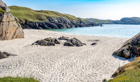 Secluded beach in Achmelvich Bay, Sutherland, Scotland