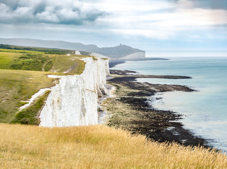 Birling Gap and Seven Sisters cliffs in East Sussex, England, United Kingdom