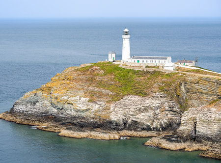 South Stack Lighthouse in Anglesey island, Wales, United Kingdomの写真素材